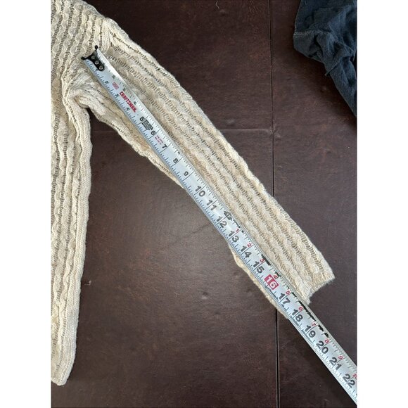 JCP Ivory Open-Knit Round Neck Long Sleeve Women's Sweater Size L - Picture 8 of 8